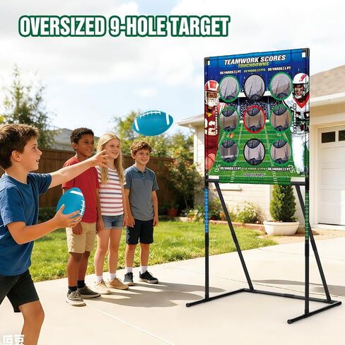 2 in 1 Kids Football & Baseball Toss Game, 9 Hole Target Net with Throwing Practice, Backyard Games, Carnival Family Lawn Fun, Outdoor Toys for Kids 8-12, Beach Yard Party Birthday Sports Gift in Kuwait