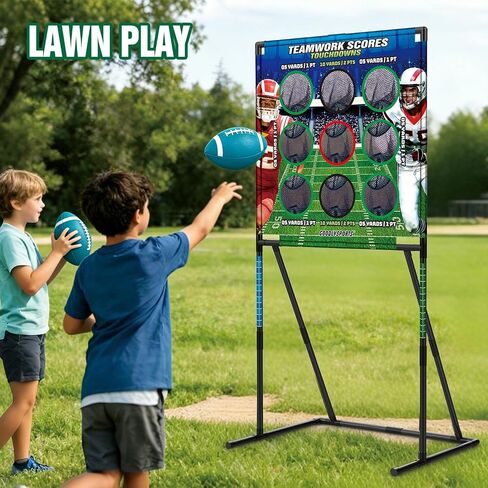 2 in 1 Kids Football & Baseball Toss Game, 9 Hole Target Net with Throwing Practice, Backyard Games, Carnival Family Lawn Fun, Outdoor Toys for Kids 8-12, Beach Yard Party Birthday Sports Gift in Kuwait