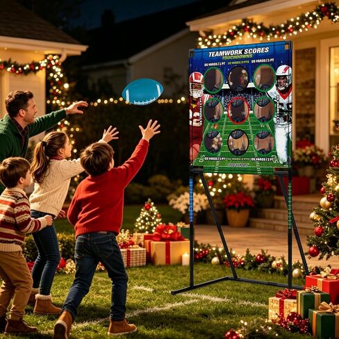 2 in 1 Kids Football & Baseball Toss Game, 9 Hole Target Net with Throwing Practice, Backyard Games, Carnival Family Lawn Fun, Outdoor Toys for Kids 8-12, Beach Yard Party Birthday Sports Gift in Kuwait
