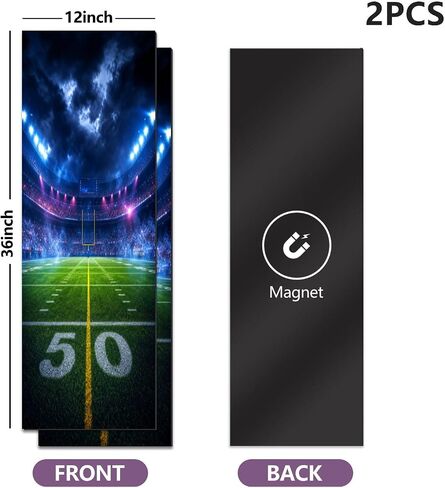 2 Pcs Locker Magnetic Wallpaper 3D Render American Football Stadium Open air Blurred Tribune 12" x 36" Wall Magnetic Sticker Removable Locker Accessories Decor Easy Assembly for Classroom School in Kuwait