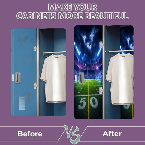 2 Pcs Locker Magnetic Wallpaper 3D Render American Football Stadium Open air Blurred Tribune 12" x 36" Wall Magnetic Sticker Removable Locker Accessories Decor Easy Assembly for Classroom School in Kuwait