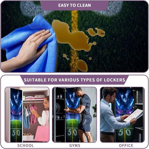 2 Pcs Locker Magnetic Wallpaper 3D Render American Football Stadium Open air Blurred Tribune 12" x 36" Wall Magnetic Sticker Removable Locker Accessories Decor Easy Assembly for Classroom School in Kuwait
