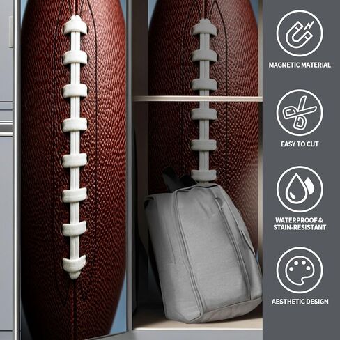 2 Pcs Locker Magnetic Wallpaper Rugby Football Patterned Die Cut Trim Border Chalkboard Decoration 12" x 36" Wall Magnetic Sticker Removable Locker Accessories Decor Easy Assembly for Classroom School in Kuwait