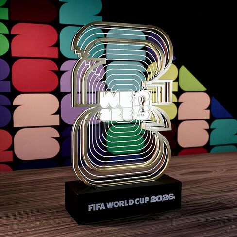 2026 Official FIFA World Cup Wooden Art Night Light, FIFA Licensed Wooden Acrylic LED Decorative Light, USA-Canada-Mexico Soccer Fan Merchandise, Collections for Fan Cave in Saudi Arabia