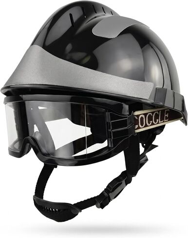 ABS Fire Rescue Helmet, AmpsafeX 160°C Flame Resistant Safety Helmet with Anti-Fog Goggles & Flashlight Mount in Kuwait