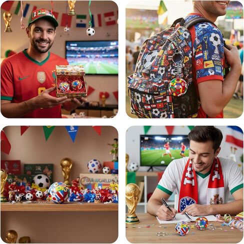 4 قطع سلسلة مفاتيح لكأس كرة القدم 2026، سلسلة مفاتيح كرة قدم العلم الوطني مع حلقة معدنية، سحر رياضي لحقيبة الظهر والإكسسوارات اليومية in Kuwait