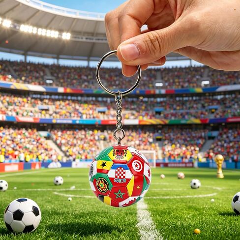 4 قطع سلسلة مفاتيح لكأس كرة القدم 2026، سلسلة مفاتيح كرة قدم العلم الوطني مع حلقة معدنية، سحر رياضي لحقيبة الظهر والإكسسوارات اليومية in Kuwait