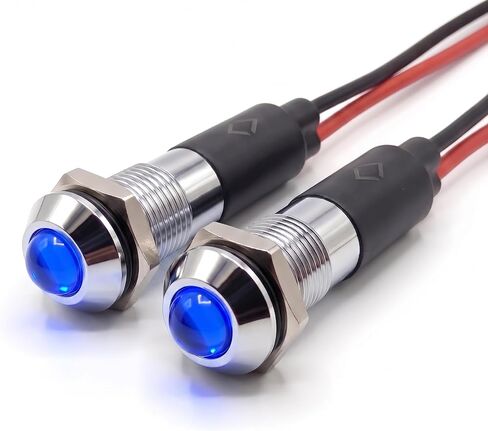 Alpinetech PL8B-G أخضر 12 فولت 8 مم 5/16 بوصة LED مؤشر إشارة معدني الطيار داش ضوء (حزمة من 2) in Kuwait