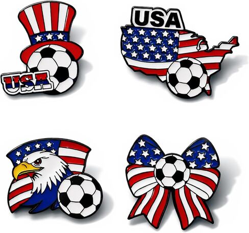 4 PCS World Cup Soccer Pins 2026 Patriotic American Flag Pins for Bags Backpack Jersey Fan Gear World Cup Collectible Soccer Pin 2026 Game Day Accessories for Football Fans Team Spirit in Saudi Arabia