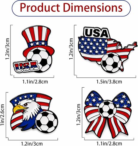 4 PCS World Cup Soccer Pins 2026 Patriotic American Flag Pins for Bags Backpack Jersey Fan Gear World Cup Collectible Soccer Pin 2026 Game Day Accessories for Football Fans Team Spirit in Saudi Arabia