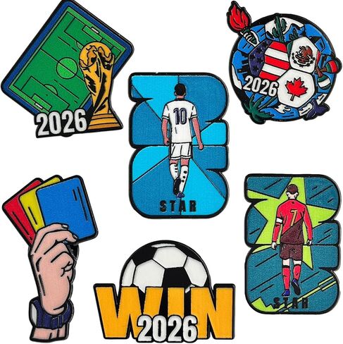 2026 World Cup Themed Alloy Badge, 6 PCS Football Fans Souvenir, Star Player Gift Chestpin, Small Accessory for Men Women Teens in Kuwait