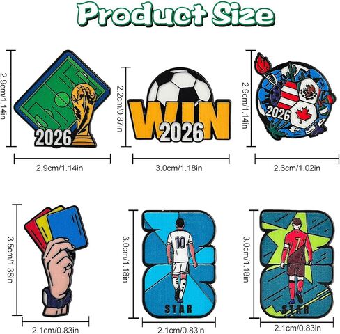 2026 World Cup Themed Alloy Badge, 6 PCS Football Fans Souvenir, Star Player Gift Chestpin, Small Accessory for Men Women Teens in Kuwait