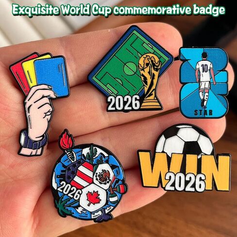 2026 World Cup Themed Alloy Badge, 6 PCS Football Fans Souvenir, Star Player Gift Chestpin, Small Accessory for Men Women Teens in Kuwait