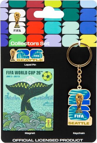 FIFA World Cup Host City Collector's Set – Includes Lapel Pin, Keychain & Magnet – Celebrates Your Favorite Host City in Saudi Arabia