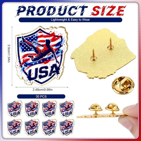 Kenning 30 Pack USA Soccer Pin Badges USA National Team Enamel Pins Bulk National Team Enamel Lapel Pins Gifts Collectible Brooch Set for Soccer Watch Party Football Fans Hat Sport Accessories Gifts in Kuwait