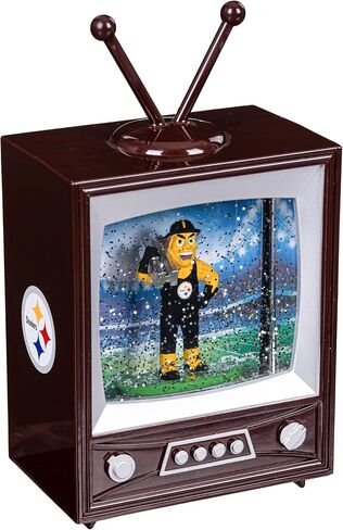 NFL Pittsburgh Steelers Snow Globe Lantern, Vintage TV Water Globe with Lights & Swirling Glitter, Battery Operated Christmas Football Tabletop Decoration, Memorabilia Gift for Men & Women Fans in Saudi Arabia
