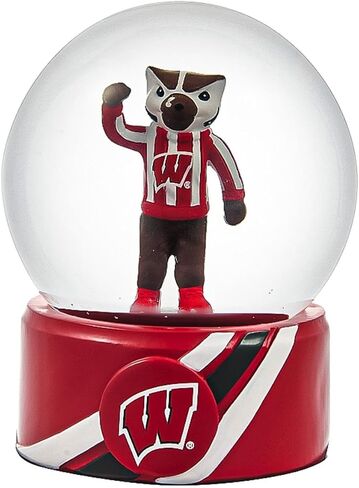 NCAA University of Wisconsin-Madison Snow Globe, Officially Licensed College Sports Water Globe with Team Logo, Christmas Holiday Tabletop Decoration for Home, Alumni Gift for Men and Women Fans in Saudi Arabia