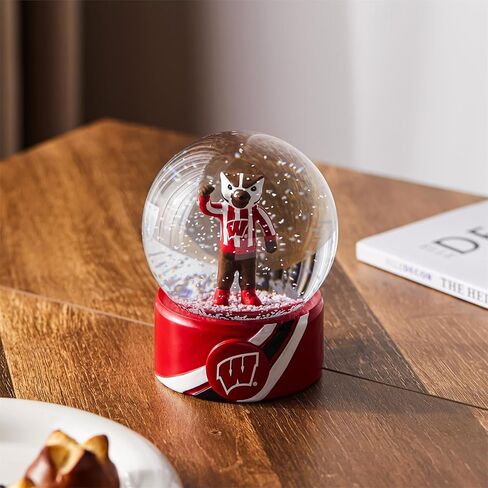 NCAA University of Wisconsin-Madison Snow Globe, Officially Licensed College Sports Water Globe with Team Logo, Christmas Holiday Tabletop Decoration for Home, Alumni Gift for Men and Women Fans in Saudi Arabia