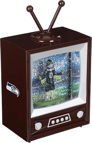NFL Seattle Seahawks Snow Globe Lantern, Vintage TV Water Globe with Lights & Swirling Glitter, Battery Operated Christmas Football Tabletop Decoration, Memorabilia Gift for Men & Women Fans in Saudi Arabia