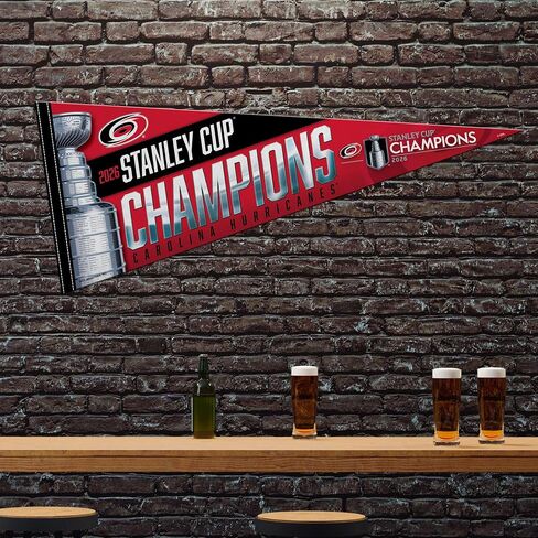 Rico Industries NHL Hockey Carolina Hurricanes 2026 Stanley Cup Champions 12" x 30" Felt Wall Décor Pennant - Great for Home/Bed Room/Man Cave Décor in Saudi Arabia