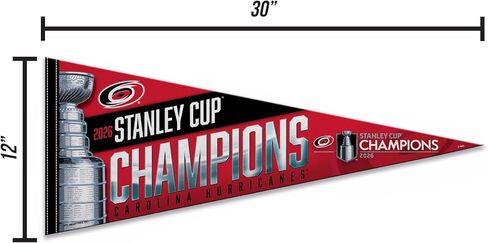 Rico Industries NHL Hockey Carolina Hurricanes 2026 Stanley Cup Champions 12" x 30" Felt Wall Décor Pennant - Great for Home/Bed Room/Man Cave Décor in Saudi Arabia