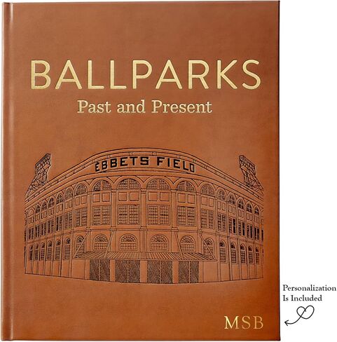 Graphic Image Ballparks Past And Present, Handbound in Tan Bonded Leather, Histories of Every Park in the Major Leagues | Free Personalization Included in Kuwait