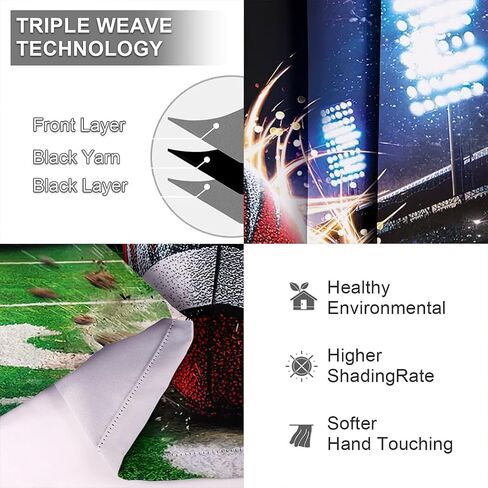 Curtains 54 x 84 inch Blackout Curtains Top Grommet Darkening Window Curtains (2 Panel) for Room Football Game Sports Competition Rugby Sport in Kuwait