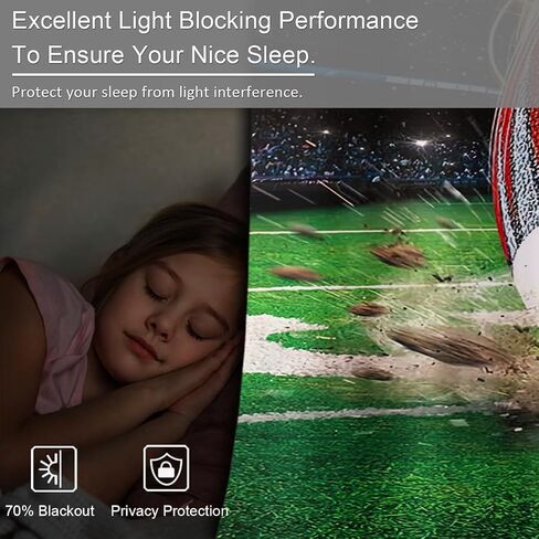 Curtains 54 x 84 inch Blackout Curtains Top Grommet Darkening Window Curtains (2 Panel) for Room Football Game Sports Competition Rugby Sport in Kuwait