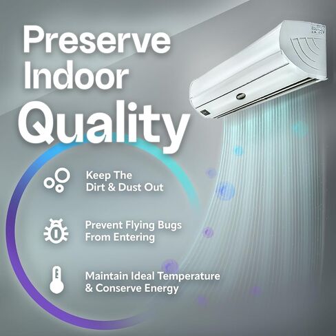 DuraSteel Wall Mounted Air Curtains for Doors Commercial - 60 Inch White Fly Fans - Super Power Over Door Fan with MS Switch - Sliding Under Door Fans to Move Air Curtain Blower Keep Flies Bugs Out in Kuwait