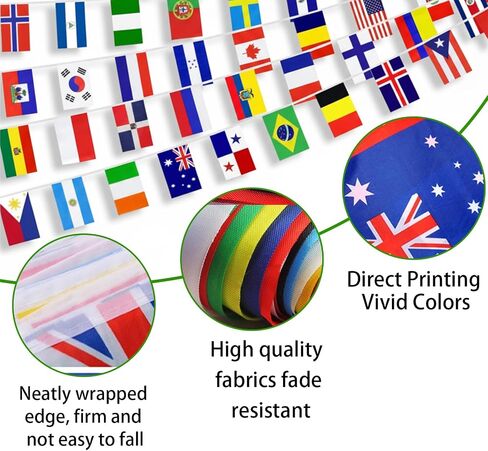 200 Piece Countries String Flag 196 Ft Flags of the World International Flags Bunting Banner Grand Opening Sports Country Decorations for World Cup,Olympic Multicultural Party National Day in Kuwait