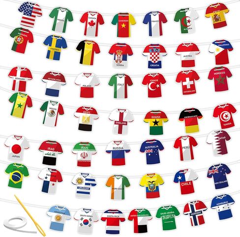 2026 كأس العالم لكرة القدم جيرسي العلم الرايات راية 49 قطعة - سلسلة أعلام الدولة الدولية إكليل لحفلات مشاهدة الاستاد، وبار رياضي والاحتفالات الخارجية، وتزيين بضائع المعجبين in Kuwait