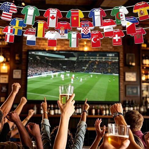 2026 كأس العالم لكرة القدم جيرسي العلم الرايات راية 49 قطعة - سلسلة أعلام الدولة الدولية إكليل لحفلات مشاهدة الاستاد، وبار رياضي والاحتفالات الخارجية، وتزيين بضائع المعجبين in Kuwait