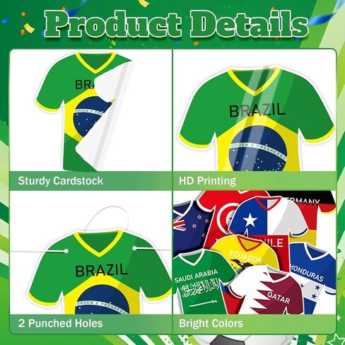 Soccer Jersey Flag Bunting Banner, 49Pcs World Country String Flags Jersey-Shaped Garland for Sports Themed Party/Events/Soccer Fans Celebrations Decorations in Kuwait