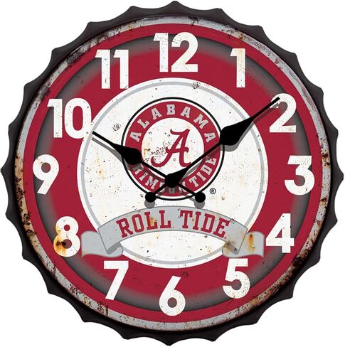 Hanna's Handiworks University of Alabama NCAA Bottle Cap Clock Vintage Metal Wall Art - Show Your Crimson Tide School Spirit in Your Man Cave, Dorm, Bedroom, College Apartment with UA Fan Décor in Kuwait