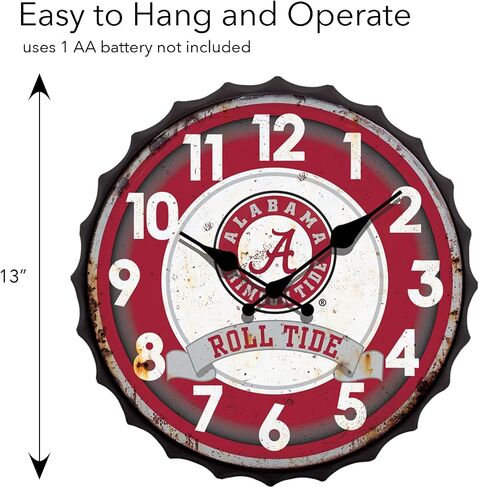 Hanna's Handiworks University of Alabama NCAA Bottle Cap Clock Vintage Metal Wall Art - Show Your Crimson Tide School Spirit in Your Man Cave, Dorm, Bedroom, College Apartment with UA Fan Décor in Kuwait
