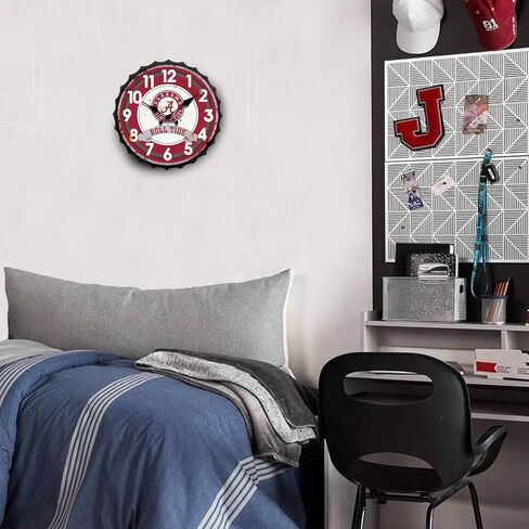 Hanna's Handiworks University of Alabama NCAA Bottle Cap Clock Vintage Metal Wall Art - Show Your Crimson Tide School Spirit in Your Man Cave, Dorm, Bedroom, College Apartment with UA Fan Décor in Kuwait