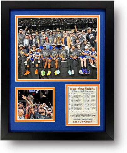 Knicks Basketball | 2025-2026 NBA Champions | Collectible New York Memorabilia | Framed Picture & Photo Collage Gift, Man Cave Wall Art, Home Decor | 2 Sizes & 2 Styles (Podium, 12"x15") in Kuwait