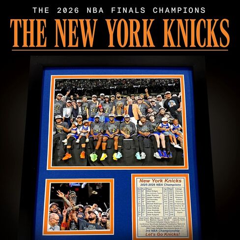 Knicks Basketball | 2025-2026 NBA Champions | Collectible New York Memorabilia | Framed Picture & Photo Collage Gift, Man Cave Wall Art, Home Decor | 2 Sizes & 2 Styles (Podium, 12"x15") in Kuwait