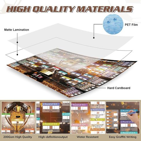 2026 World Soccer Cup Extra Large Schedule Poster, 2 in 1 45.3" x 31.5" No Crease Soccer Calendar World Cup Schedule Football Tournament for Home Bar Party Decorations in Kuwait