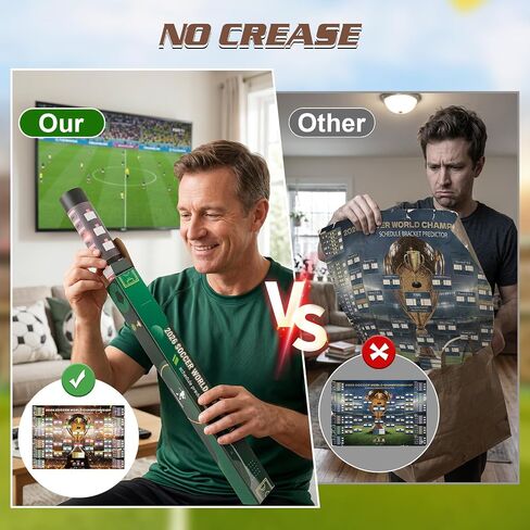 2026 World Soccer Cup Extra Large Schedule Poster, 2 in 1 45.3" x 31.5" No Crease Soccer Calendar World Cup Schedule Football Tournament for Home Bar Party Decorations in Kuwait