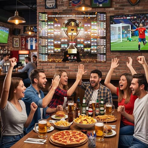 2026 World Soccer Cup Extra Large Schedule Poster, 2 in 1 45.3" x 31.5" No Crease Soccer Calendar World Cup Schedule Football Tournament for Home Bar Party Decorations in Kuwait