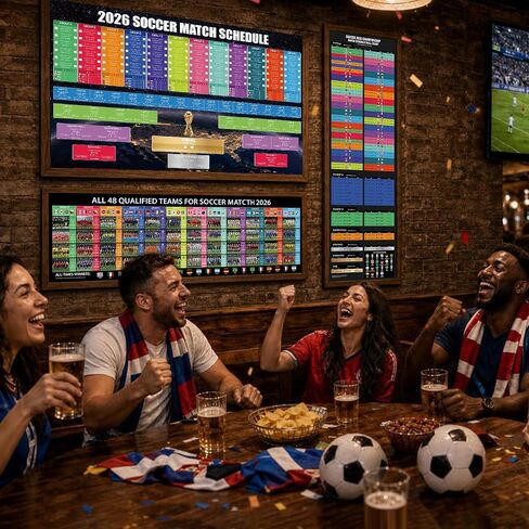 3PCS Latest Team 2026 World Soccer Championship Bracket Poster Set, 40 x 26 Inches Double-Sided Dry Erase Wall Chart, Soccer Bracket Poster with Match Tracker, Updated Team Information, Watch Party Decor for Home, Bar, Soccer Fan Gift in Kuwait