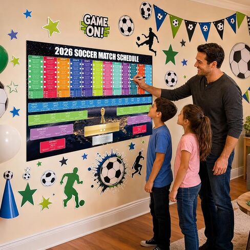 3PCS Latest Team 2026 World Soccer Championship Bracket Poster Set, 40 x 26 Inches Double-Sided Dry Erase Wall Chart, Soccer Bracket Poster with Match Tracker, Updated Team Information, Watch Party Decor for Home, Bar, Soccer Fan Gift in Kuwait