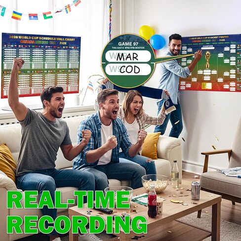 HiFulerr World Cup Bracket Poster 2026 (2 Pieces) – 16.5×23 inch Soccer Tournament Wall Chart with Dry Erase Marker & Cloth, Knockout Schedule Poster, Fan Gift & Party Decorations in Kuwait