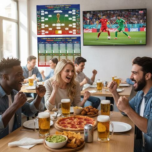 HiFulerr World Cup Bracket Poster 2026 (2 Pieces) – 16.5×23 inch Soccer Tournament Wall Chart with Dry Erase Marker & Cloth, Knockout Schedule Poster, Fan Gift & Party Decorations in Kuwait