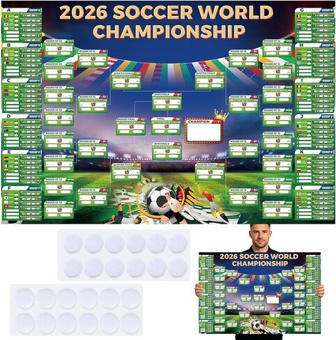 ملصق جدول كرة القدم العالمية لعام 2026 مع نقاط فيلكرو ذاتية اللصق، مخطط جداري كبير جدًا مقاس 40 × 26 بوصة لبطولة العالم لكرة القدم لمحبي كرة القدم، يجب اقتناؤه للمنزل والمكتب والبار وديكورات الحفلات in Kuwait