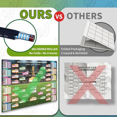 World Soccer Bracket Poster 3PCS Set, 40 x 26 Inches Dry Erase Double Sided Wall Chart with Group Stage, Knockout Bracket, Match Schedule Poster and Updated Team Information for Home, Bar, Watch Parties, Soccer Fan Gift in Kuwait