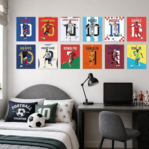 12 PCS World Cup 2026 Soccer Superstar Poster 14"x11", World Cup 2026 Merchandise, Soccer Decor For Boys Bedroom,Messi,Ronaldo, Mbappe,Haaland And Pulisic Poster,Gifts for Soccer Fans,Unframed in Kuwait