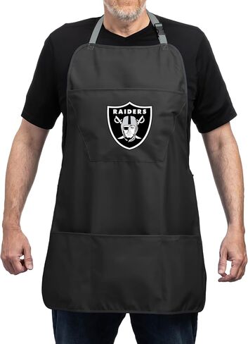 مريلة الطبخ Team Sports America NFL Las Vegas Raiders للرجال والنساء مع أشرطة وجيوب قابلة للتعديل in Kuwait