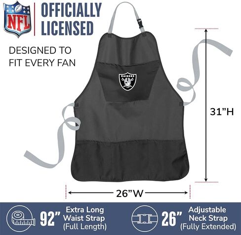 مريلة الطبخ Team Sports America NFL Las Vegas Raiders للرجال والنساء مع أشرطة وجيوب قابلة للتعديل in Kuwait